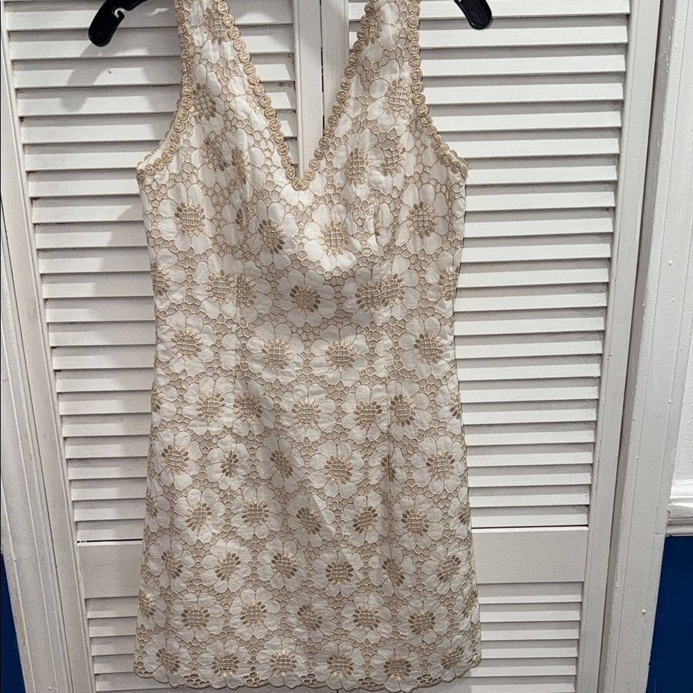Lilly Pulitzer Ivory and Gold Floral Mini Dress